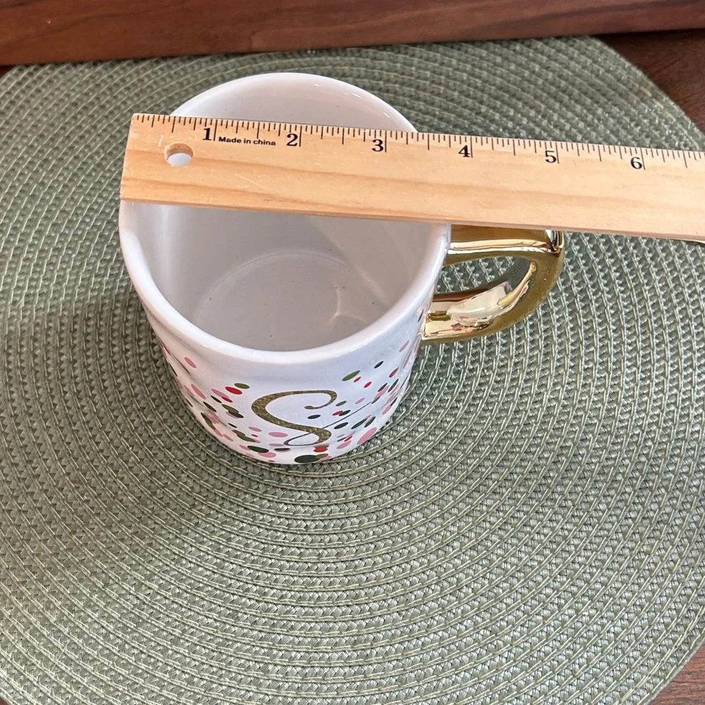 Pier 1 Imports Monogram Letter “S”Confetti 14 Ounce Tea or Coffee Mug Pristine.